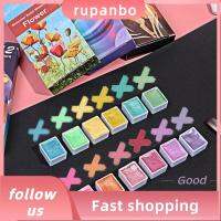 RUPANBO039392692 6/12สี ชุดระบายสีน้ำ กล่องพลาสติกใส่ของ แข็งและแข็งแรง เม็ดสีน้ำสี แบบพกพาได้ โลหะแวววาว ชุดภาพวาดสีน้ำมัน โรงเรียนในโรงเรียน