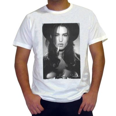 Monica Bellucci H: MenS T-Shirt Celebrity Star Cotton Tee for Men Short Sleeve Tops Hip Hop Clothes Shirts XS-4XL-5XL-6XL