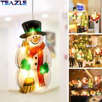 TEAZLE ไฟแขวนหน้าต่าง Led ของตกแต่งต้นคริสต์มาสในของตกแต่งวันคริสต์มาสปีจุกดูดไฟประดับคริสต์มาสซานตาคลอส