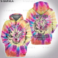 er TIE DYE SKULL HAPPY Leaf 3D พิมพ์ซิป Hoodie ชายหญิง Pullover Sweatshirt Hooded Jacket Jersey Tracksuits-1