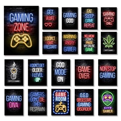 Gaming Room Decoration Poster Wall Art Video Game Canvas Painting Playroom Decor Picture for Gamer Boy Bedroom Prints Decor Wall Décor