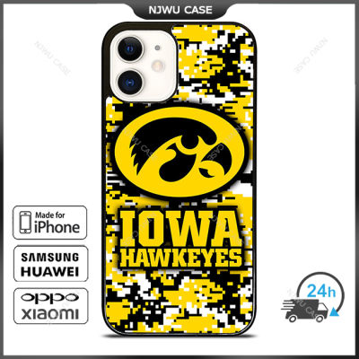 Iowa Hawkeyes Camo Phone Case for iPhone 14 Pro Max / iPhone 13 Pro Max / iPhone 12 Pro Max / XS Max / Samsung Galaxy Note 10 Plus / S22 Ultra / S21 Plus Anti-fall Protective Case Cover