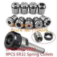 9pcs ER32 Collets ฤดูใบไม้ผลิ + 1PCS MT3 M12 ER32 Collet Chuck Morse Taper Holder สำหรับเครื่องกลึง CNC Milling Lathe Tool