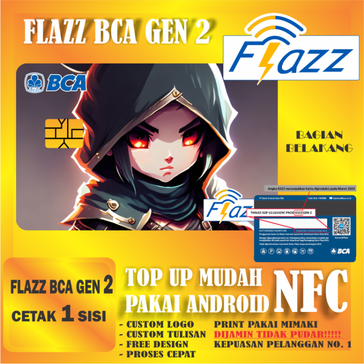 KARTU FLAZZ BCA GEN 2 CETAK 1 SISI CUSTOM GAMBAR 2 | Lazada Indonesia