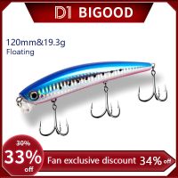 D1 Fishing Long Casting of seabass 120mm 19.3g lipless minnow Wobblers for trolling laser floating lure