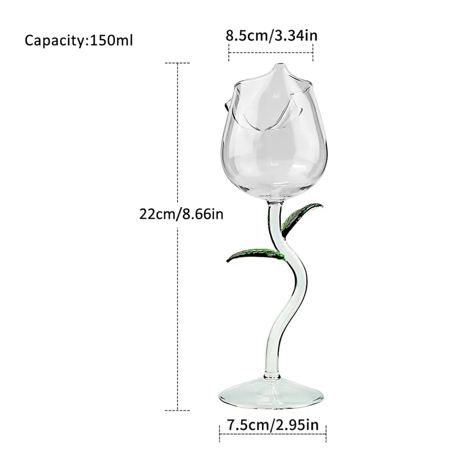 Rose Shaped Wine Glasses Transparent For Party Wedding Valentine's Day  Durable Creative 150ml Drinkware