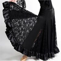 ผู้หญิง Dancewear กระโปรงเต้นรำบอลรูมลูกไม้ละติน Salsa Waltz โมเดิร์น Tango Floral Swing