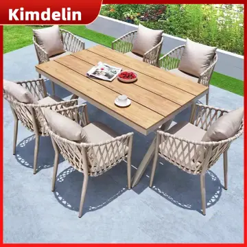 5-piece Patio Woven Rope Furniture Dining Set Balcony Poolside Chat Set  Table And Chairs With Cushions - Garden Furniture Sets - AliExpress