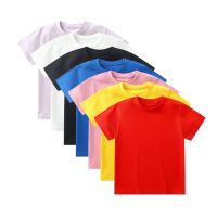 [COD] Childrens summer 2022 childrens short-sleeved T-shirt advertising Korean version of solid without clothes