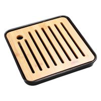 Simple Square Dry Soak Tea Tray Eco-Friendly Bamboo Drainage Water Storage Board