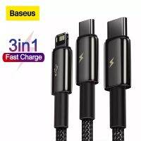 Baseus 3 In 1สาย USB สำหรับ13 12 Pro Max ไมโครชาร์จที่รวดเร็วประเภท C สาย USB สำหรับสายรับส่งข้อมูลสายไฟ