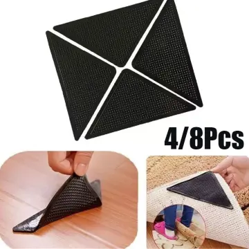 Practical 4/8 Pcs Silicone Reusable Washable Ruggies Rug Carpet Mat Grippers  Non Slip Grip Corners Pad Bathroom Kitchen