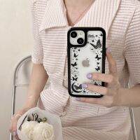 เคสมือถือลายผีเสื้อสีดำสำหรับ Iphone14 Apple 13Pro Max 12/11ญี่ปุ่นและเกาหลีโปร่งใส