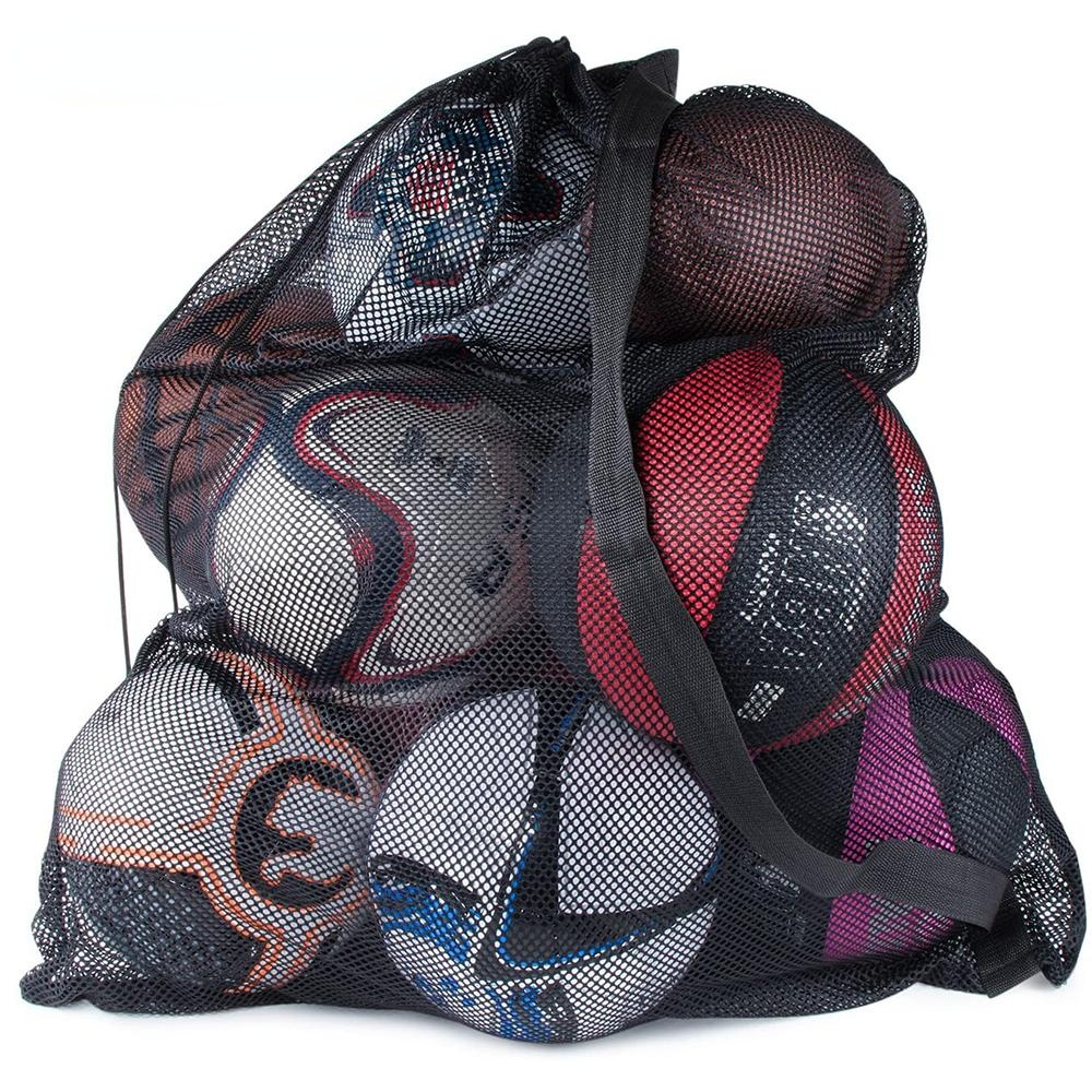Natuce Extra Large Waterproof Mesh Ball Bag Heavy Duty Football Shoulder Bag Drastring Bag for Basketball Volleyball Soccer Rugby Net Ball Carrying Storage Sack Holds 15 Balls 