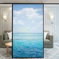 Privacy Window Film Static Cling No Glue Decorative Beautiful Sea Window Treatments Window Coverings Glass Window Sticker