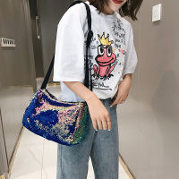 2020 Summer Fashion Design Sequin Bling High Capacity Bucket Bag Ladies All-match Wide Belt Single Shoulder Messenger Bag