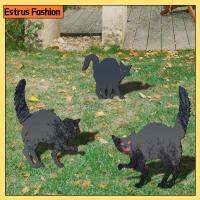 ESTRUS FASHION 1ชิ้น/3ชิ้นอะคริลิคสีดำรูปแมวเดิมพันภาพเงาแมวน่ากลัวของตกแต่งภูมิทัศน์ที่ตลกของตกแต่งที่แทรกบนพื้นของฮาโลวีน