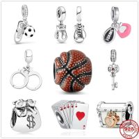 【CW】▥  2023 New Boxing Playing Cards Dollars Handcuffs Chest Keys Bead fit Original charms silver 925
