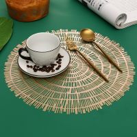 【CW】 Wood Grain Design Pvc Bronzing Hollow Coaster Table Household Items New Hot Selling Insulation