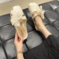 COD Summer Explosions Comfortable Fashion Bow Flat Home Wear Hollow Breathable Casual Womens Half Slippers