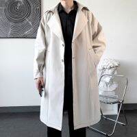 2 2022เสื้อกันลมผู้ชายแจ็คเก็ตยาว Trench Oversize หลวม Streetwear Hooded Vintage เสื้อสีดำ High Street Casual ชาย Outerwear