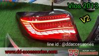 ไฟท้าย vios 2013 2014 2015 2016 LED บาร์วิ่ง สีดำแดง และ สี smoke V2 ลายใหม่ล่าสุด