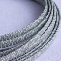 5เมตร ฉนวนสีเทาเงิน PET Braid Sleeving 3/4/6/8/10/12/14/16/18/20/2530/35/40/50มม. แน่นความหนาแน่นสูงลวดปลอกหุ้มสายเคเบิลป้องกัน