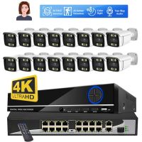 ระบบกล้องวงจรปิด16CH 4K 8MP ตรวจจับสีกล้องไอพีถ่ายกลางคืน POE 2K สองทางเครื่องเสียงบ้านการบันทึกภาพของกล้องวงจรปิดชุดอุปกรณ์ NVR