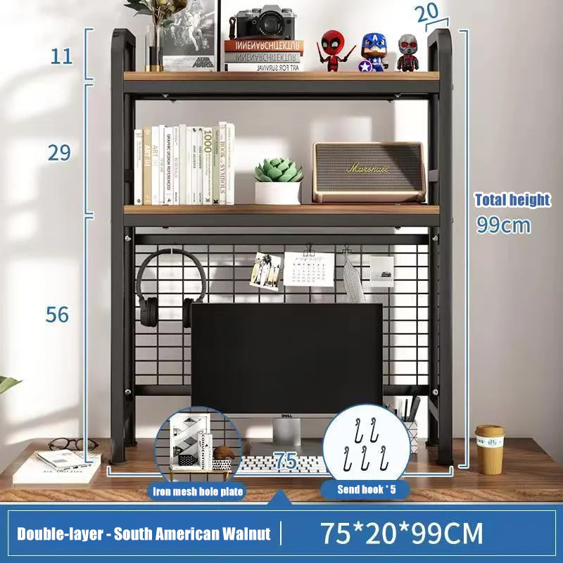 Multi-layer Desktop Adjustable Bookshelf Organizer Hanging Shelf