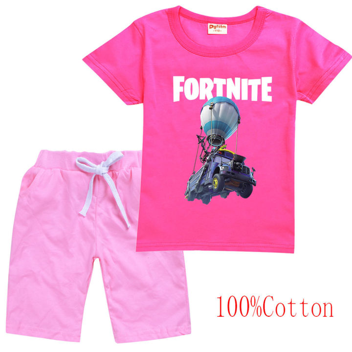 fortnites-เสื้อยืดชุดสาวเด็กแขนสั้นเสื้อทีกางเกงขาสั้นที่เดินทางมาพักผ่อนการ์ตูนกางเกงขาสั้นแฟชั่นใหม่เกาหลีบุคลิกภาพเสื้อยืด8658