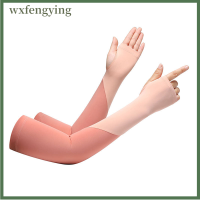 Wxfengying ปลอกแขนเล่นกีฬาสำหรับปั่นจักรยานป้องกันแสงแดด UV ปลอกแขนทำจากผ้าไหมน้ำแข็ง1คู่