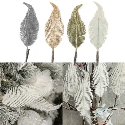 22cm Christmas Ornaments Glitter Christmas Ornaments Artificial Feathers Decorations Xmas Tree Fake Flowers Home Christmas Decoration New Year Wedding Decor 22cm Christmas Ornaments Artificial Christmas Flowers Glitter Feathers Decorations Xmas Tree