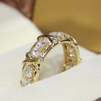 【❉HOT SALE❉】 suncila แหวน925เงินสเตอร์ลิงสีขาวแหวนแต่งงานสำหรับผู้หญิงเครื่องประดับ Aaa เพทาย Cz สีทอง