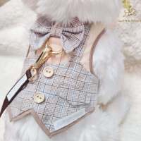 Glitter Pooch Harness ชุดรัดอก สายจูง เสื้อผ้า สุนัข, หมา, แมว, สัตว์เลี้ยง พร้อม สายจูง รุ่น Brownies Scotties Gentleman