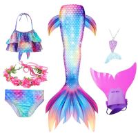 Girls Mermaid Tails Swimming Dresses Halloween Cosplay Costume Beach Clothes Child Mermaid Swimsuit Kids Swimmable Costume Fin