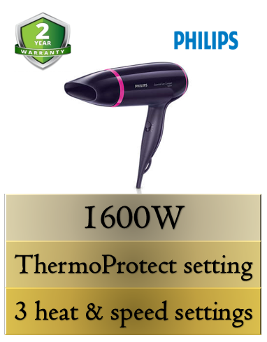 Philips Essential Care Hair Dryer (Black)(1600W) BHD002/03 | Lazada Philips Essential Care Hair Dryer (Black)(1600W) BHD002/03 | Lazada