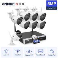 Annke H.265 WS500 + ระบบ CCTV แบบไร้สาย5MP ชุด NVR กล้องหมุนวีดิโอ8CH เสียงสองทาง WIFI 8/4ชิ้นกล้องรักษาความปลอดภัยไอพี2.8MM