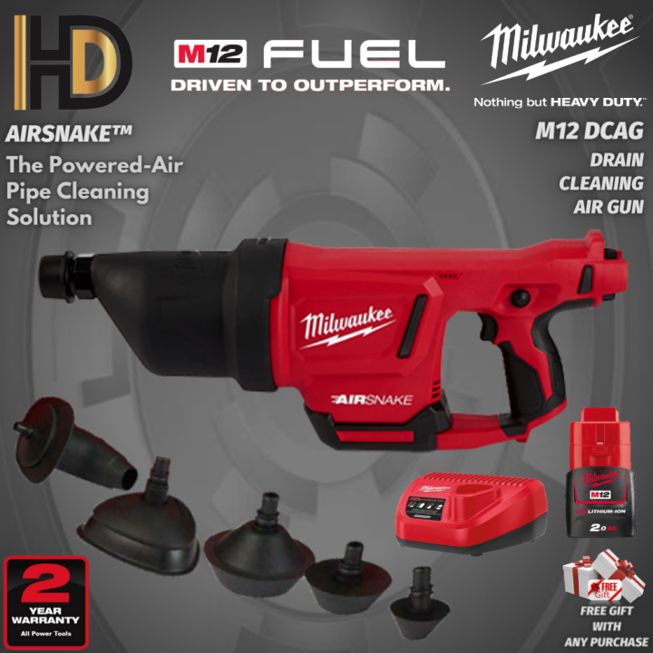 Milwaukee M12 DCAG AIRSNAKE Drain Cleaning Air Gun / Cordless Drain