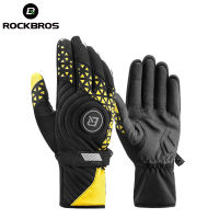 ROCKBROS ถุงมือขี่จักรยาน Windproof ลื่นถุงมือนิ้วยาวขนแกะขั้วโลกฤดูหนาวที่อบอุ่นสบายรถจักรยานยนต์ถุงมือป้องกันการกระแทกหน้าจอสัมผัสปรับถุงมือขี่จักรยาน