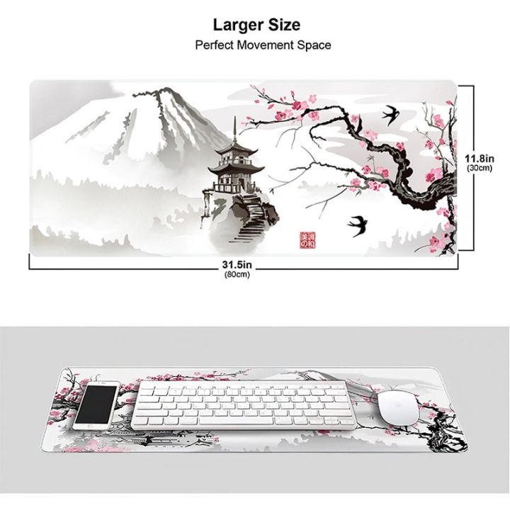 รูปแบบใหม่-sakura-แผ่นรองเมาส์ขนาดใหญ่เครื่องเกมแผ่นรองเมาส์ขนาดใหญ่เกมคอมพิวเตอร์ล็อคขอบโต๊ะคีย์บอร์ด