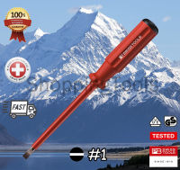 PB Swiss Tools ไขควงหุ้มฉนวน ปากแบน รุ่น PB 5100 เบอร์ 00/0/1/2/3/4/5/6 มี 8 ขนาดให้เลือกใช้ กันไฟ 1000VDE ของแท้ 100%