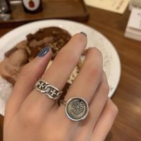 [COD] Korean Dongdaemun silver ring womens retro neutral daisy net red opening index finger cross tide