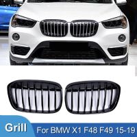 Pulleco For BMW X1 F48 F49 Glossy Black Grille Car Front Kidney Grill Grilles Racing Grills Single Line 2016-2019 Accessories