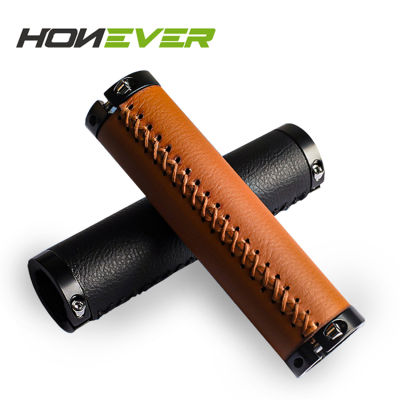 Cowhide จักรยาน Grips Mtb จักรยาน Shock-Absorbing Anti-Skid Handlebar Grip PU ทวิภาคีล็อคจักรยานหนัง Grip อุปกรณ์ขี่จักรยาน