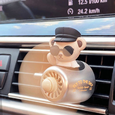 【DT】  hotAuto Interior Accessorie Cute Bear Pilot Propeller Car Air Freshener Fragrance Diffuser Vent Perfume Clip Aroma Ocean Flavoring