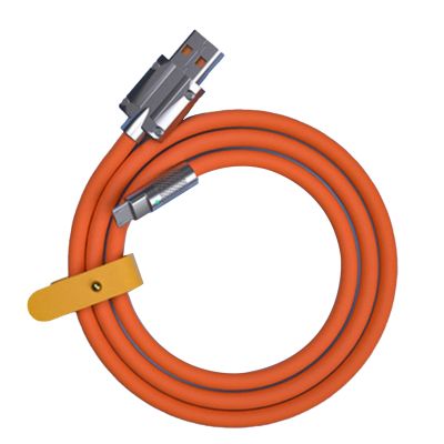 120W 6A Super Fast Charge Type-C Liquid Quick USB Cable Data Cable for Smart Phone Pixel Bold Orange 1.5M