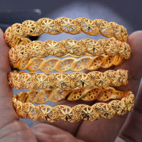 4pcslot Saudi Arabia Wedding Gold Color Bangles For Women Dubai Bride Ethiopian Bracelet Africa Bangles Arab Jewelry Gold Charm