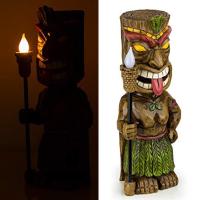 Tiki ไฟตกแต่ง LED พลังงานแสงอาทิตย์สวนแปลกใหม่น่ารัก Maya Totem เครื่องประดับรูปแกะสลักเรซินทนทานสำหรับการตกแต่งสวนวัสดุ