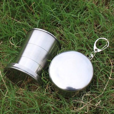 【CW】✾  1Pcs Folding Cup With Keychain Retractable Telescopic Collapsible Cups Outdoor Drink Lid
