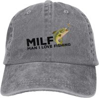 Milf Man. I Love Fishing Hat Men Women Adjustable Trucker Fashion Washed Denim Caps for Outdoor Black Baseball Cap